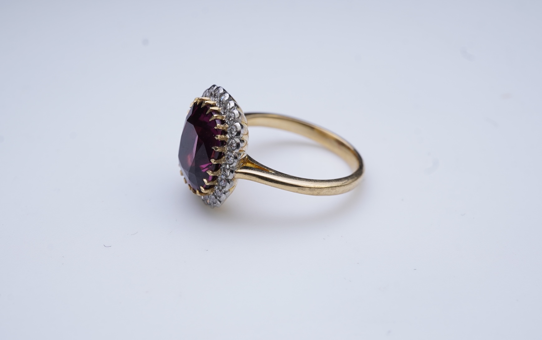 An attractive spinel and diamond ring